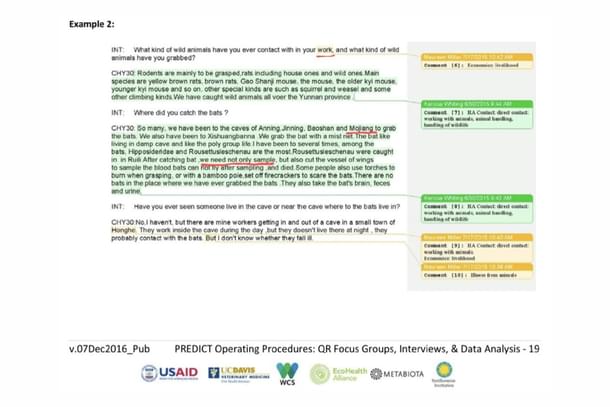 A USAID document FOIA’d by USRTK includes a coded interview with a researcher who sampled bats in Mojiang and other locations.