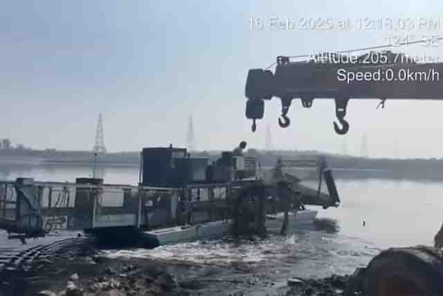 Yamuna cleaning in progress (Still from ANI video)