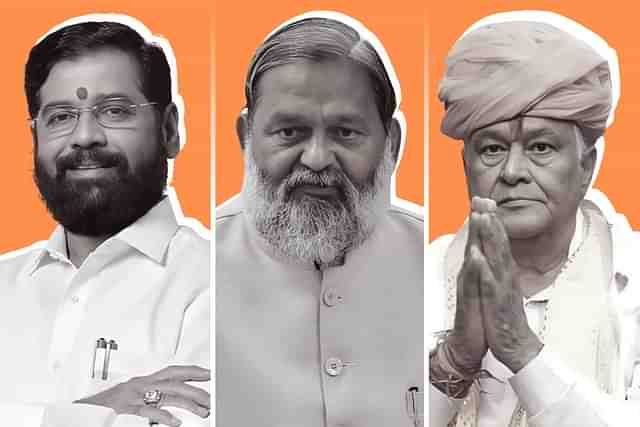 L to R: Eknath Shinde, Anil Vij, Kirodi Lal Meena