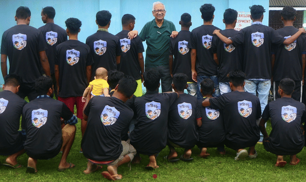 A story of transformation: Pradip Bhuyan with boys who earlier pelted stones at elephants and now call themselves “Hati Bondhus”