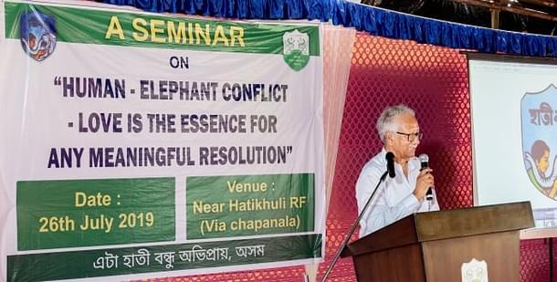 Pradip Bhuyan conducting a seminar in Hatikhuli Reserve Forest