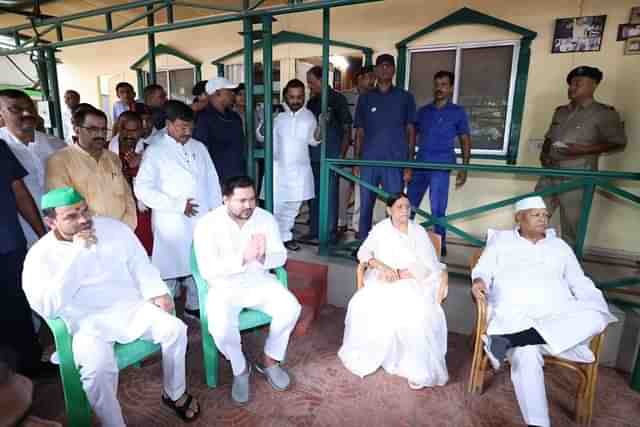 L to R: Tej Pratap Yadav, Tejashwi Yadav, Rabri Devi and Lalu Prasad Yadav