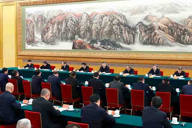 Chinese President Xi Jinping, centre, attends a symposium on private enterprises in Beijing on 17 Feb. Photo: Xinhua