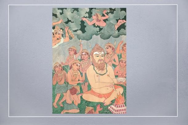 Agastya's Yajna Samanvaya between Maruts and Indra: Painting Rajam: Himalayan Art Academy