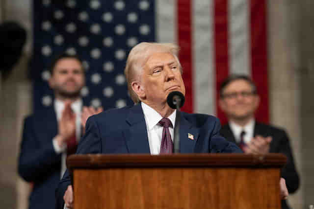 US President Donald trump delivering the State of The Union address in the US Congress