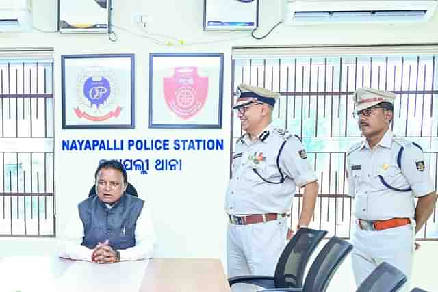 Odisha CM Mohan Charan Majhi at a police station