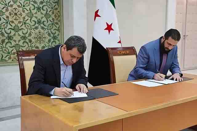 Syria's interim President Ahmad al-Sharaa and SDF Commander Mazloum Abdi