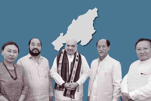 Union Home Minister Amit Shah (centre) and Chief Minister Neiphiu Rio of Nagaland (second from right).