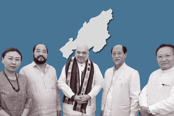 Union Home Minister Amit Shah (centre) and Chief Minister Neiphiu Rio of Nagaland (second from right).