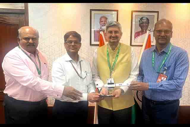 DRDO Chairman Sameer V Kamat with NAG missile prototype
