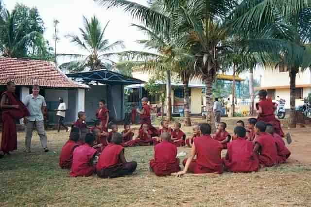 Young monks in a Buddhist monastery in India