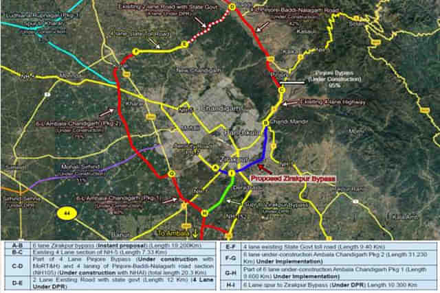 Proposed Zirakpur bypass map