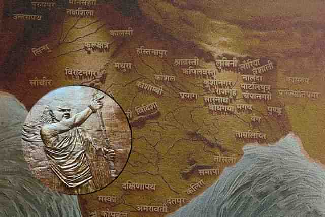 Murals of Chanakya and Akhand Bharat in the Parliament building. 