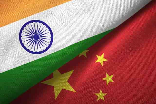 India and China Flags. 