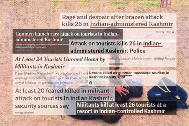 Headlines of major Western media outlets on the Pahalgam terror attack