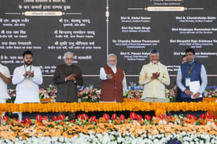 PM Modi and Andhra CM Naidu during launch of development works in Amaravati