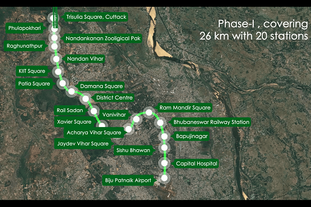 Bhubaneshwar Metro Phase 1 Alignment 