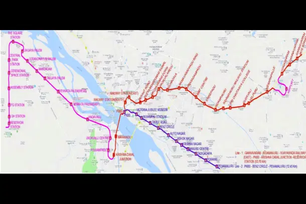 Map of Vijayawada Metro Project (Credit: APMRC)