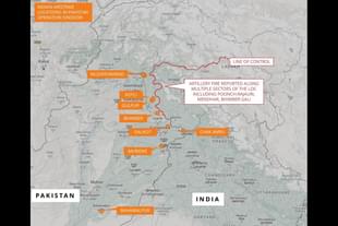 A map showing the locations struck by Indian missiles during Operation Sindoor. (@detresfa_/Twitter)