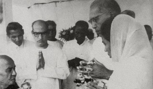 Dr Ambedkar accepting Dhamma Deeksha (Wikimedia Commons).