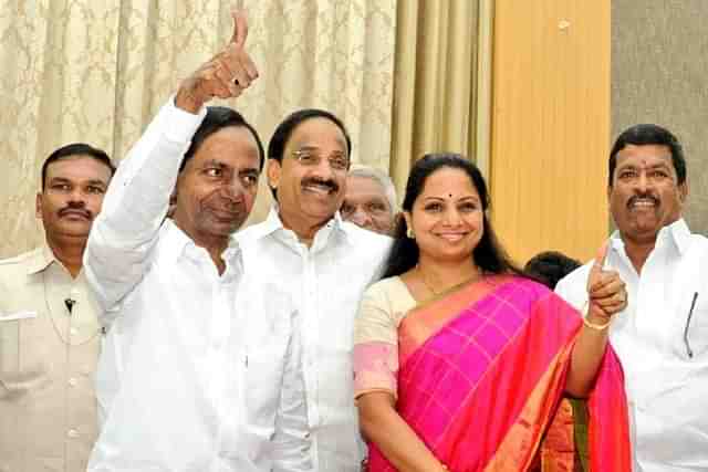  K Kavitha with her father KCR (@RaoKavitha/Twitter) (File Photo)
