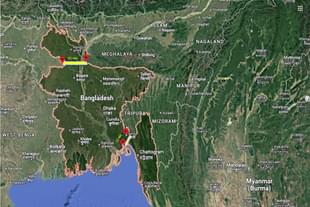 Two 'chicken necks' of Bangladesh (Pic posted by @himantabiswa)