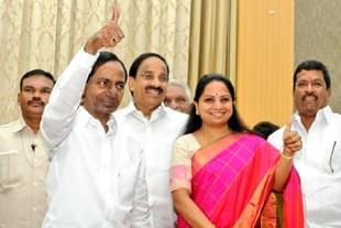 K Kavitha with her father KCR (@RaoKavitha/Twitter) (File Photo)