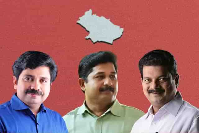 Aryadan Shoukath (UDF), M Swaraj (LDF), PV Anvar (TMC) - Left to Right.