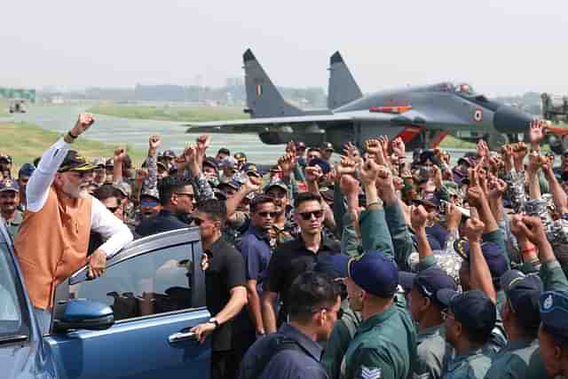 PM Modi at Adampur Air Force Base, Punjab on 13 May. 