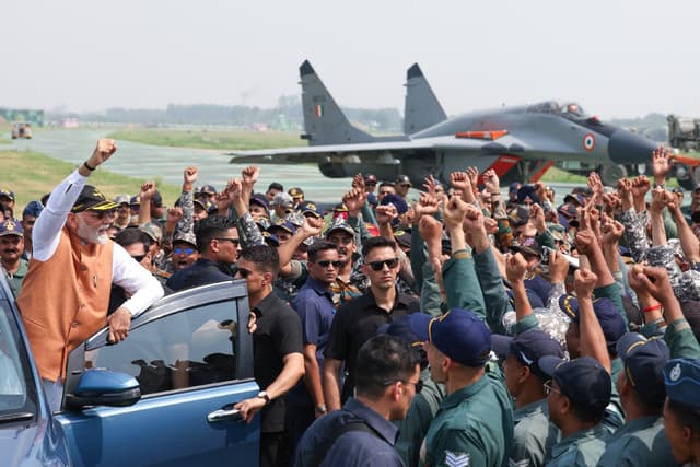 PM Modi at Adampur Air Force Base, Punjab on 13 May.