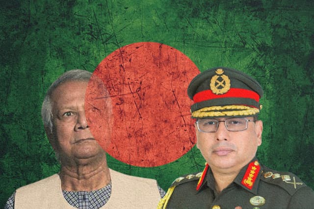 Mohammad Yunus (Left) and Bangladesh Army Chief General Waker-uz-Zaman (Right).