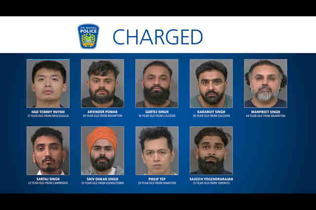 Mugshots of the arrested individuals charged by the Peel Police