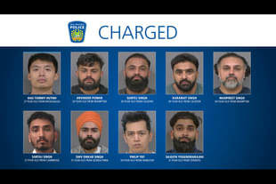 Mugshots of the arrested individuals charged by the Peel Police