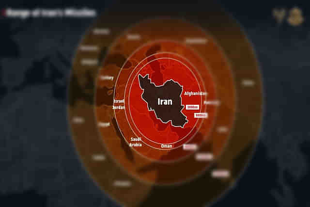 The map showing the range of Iran's missile capabilities. (Source: Israel Defence Force)