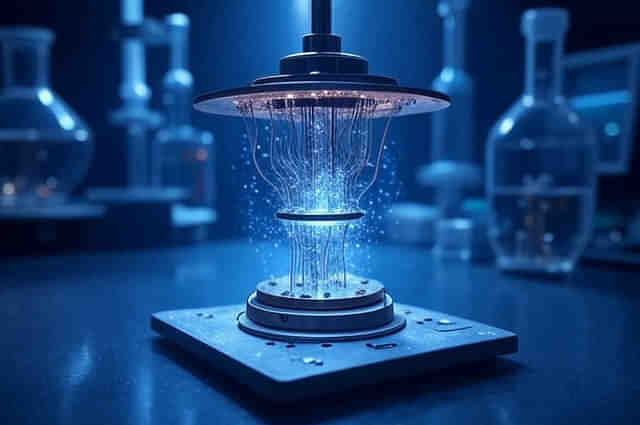 Speculative rendering of a quantum device (by Grok AI)