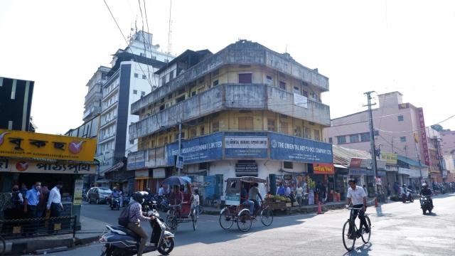 Old buildings in the Mahamaya Square, Pan Bazar.