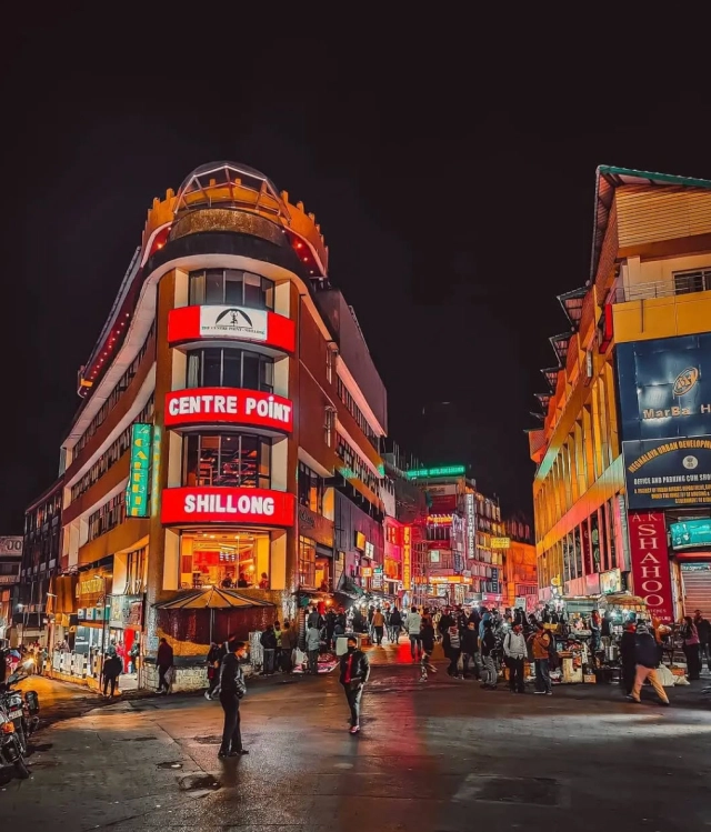 Shillong's Police Bazaar at night (Photo: Khushal Rathod).