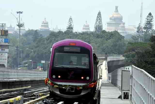  Namma Metro from Mahatma Gandhi Road to Byappanahalli in Bengaluru on October 20, 2011.  (Photo by Jagdeesh MV/Hindustan Times via Getty Images) (Representative Image)