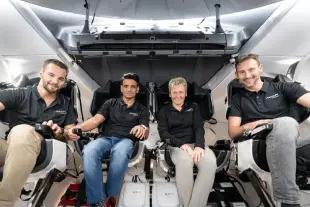 From left to right: Tibor Kapu of Hungary, ISRO astronaut Shubhanshu Shukla, former NASA astronaut Peggy Whitson, and ESA astronaut Sławosz Uznański-Wiśniewski of Poland (Pic Via NASA)