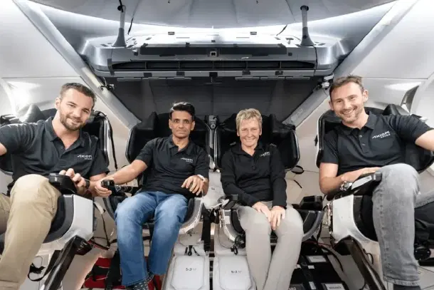 From left to right: Tibor Kapu of Hungary, ISRO astronaut Shubhanshu Shukla, former NASA astronaut Peggy Whitson, and ESA astronaut Sławosz Uznański-Wiśniewski of Poland (Pic Via NASA)