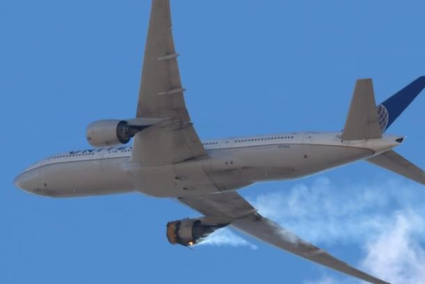 A flight engine catching fire mid air