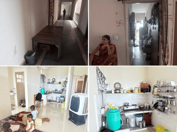 Many also care about the corridors. Some have kept their own dustbins. 
Inside the unit provided. (Bottom)