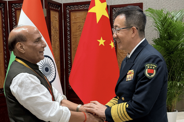 Defence Minister Rajnath Singh with his Chinese counterpart