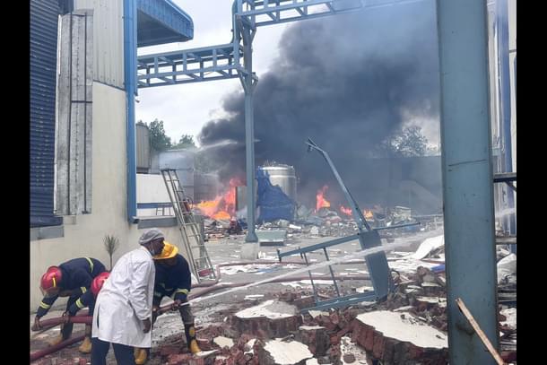 Explosion took place at the Sigachi Industries Pvt. Ltd. factory in the Pashamylaram industrial area in Sangareddy district on 30 June, 2025 (Credit: @OsintUpdates/X)