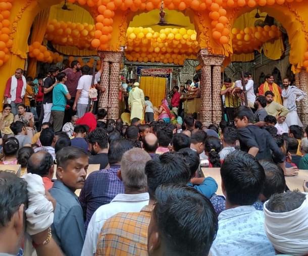 Crowd inside Banke Bihari temple