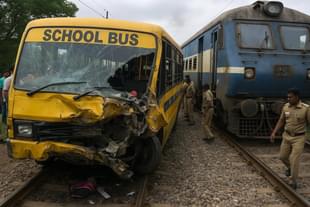 The damaged school bus (X)