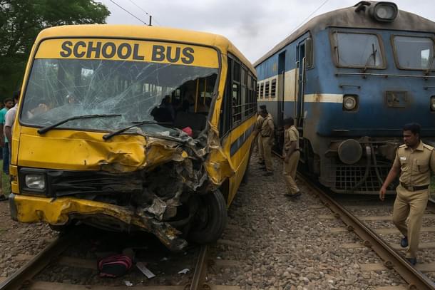 The damaged school bus (X)