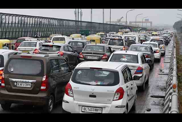 Cars in New Delhi. (Mohd Zakir/Hindustan Times via Getty Images)