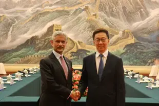External Affairs Minister S Jaishankar with Chinese Vice President Han Zheng in Beijing