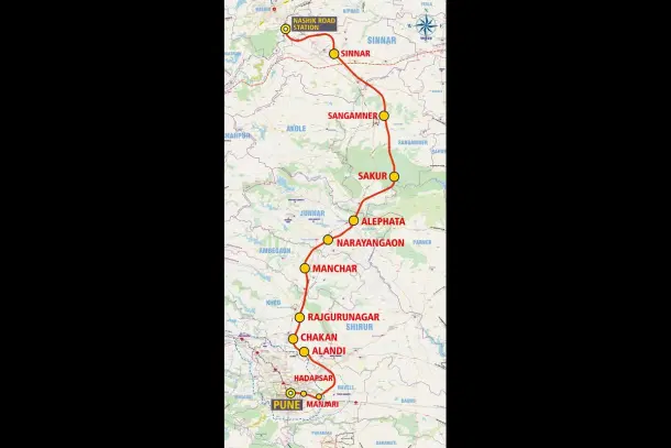 Proposed Alignment of Pune-Nashik Semi High-Speed Rail Line